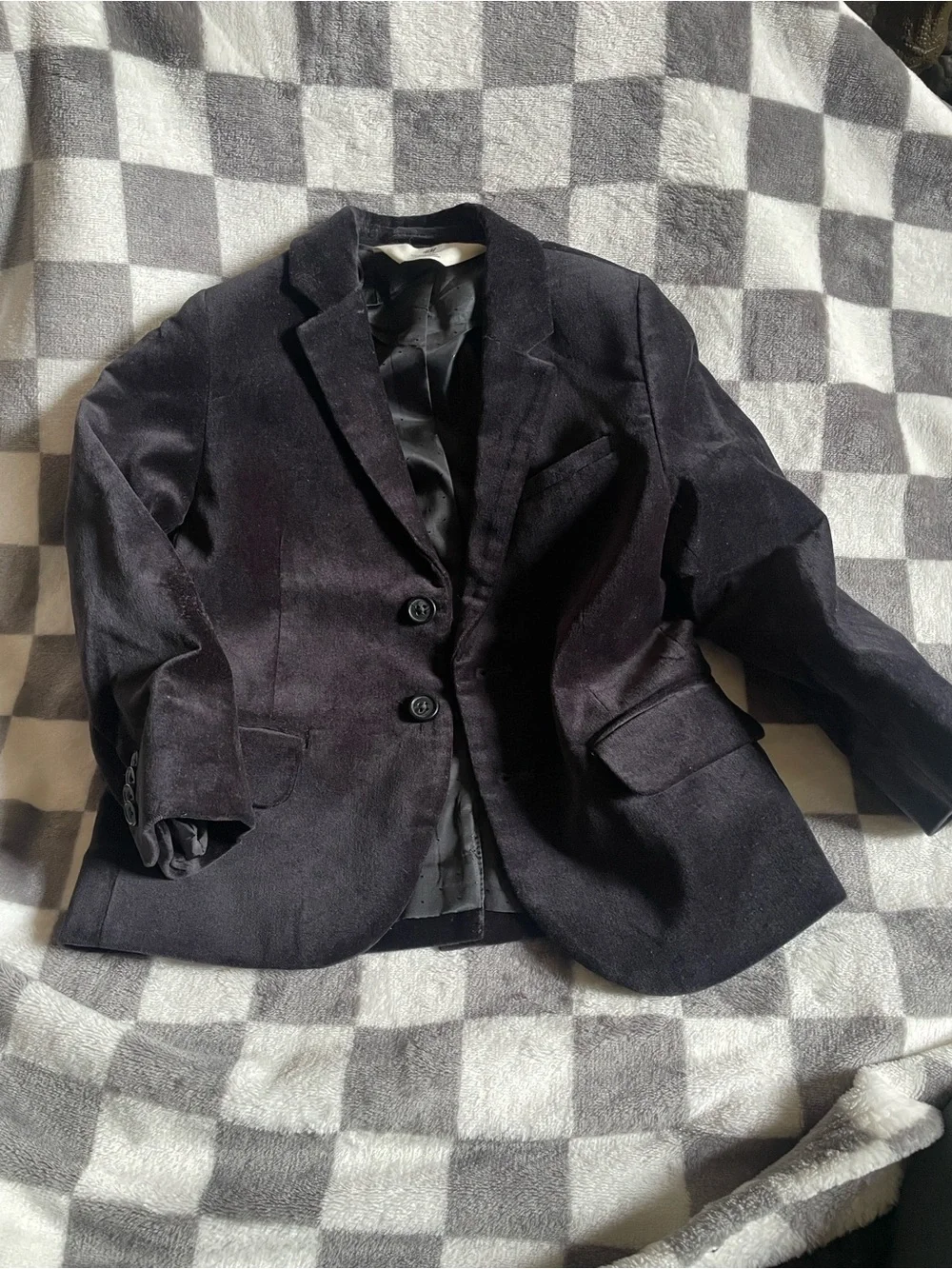H&M Toddler Black Velvet Blazer - Classic Two-Button Jacket size 2-3Y